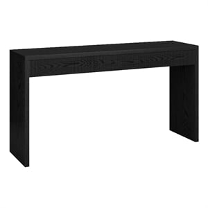 Maklaine Engineered Wood Contemporary 55&quot Black Grain MDF/PVC Console Table