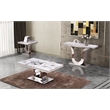 Maklaine Genuine White Marble Coffee Table with Silver Stainless Steel Base