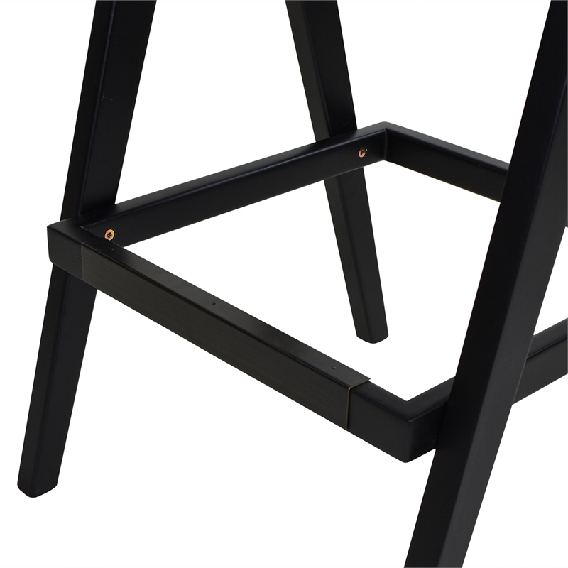 Maklaine Resin Webbing Back Bar Stool with Arms Set of 3 Ebony Black Boucle