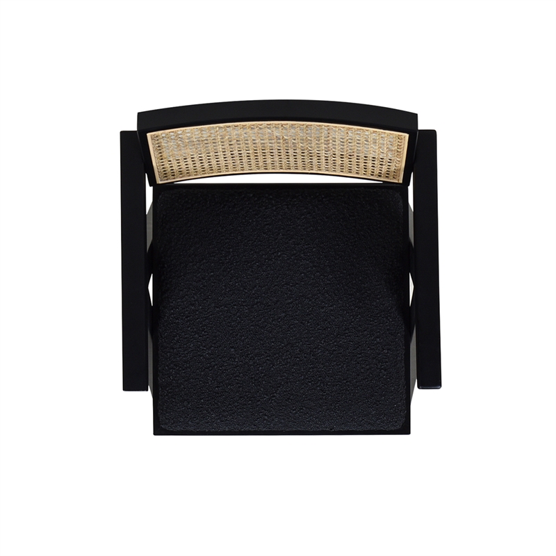 Maklaine Resin Webbing Back Bar Stool with Arms Set of 3 Ebony Black Boucle