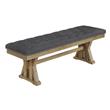 Maklaine Gray Linen Fabric Dining Bench with Tufted Seat and Rustic Oak Wood