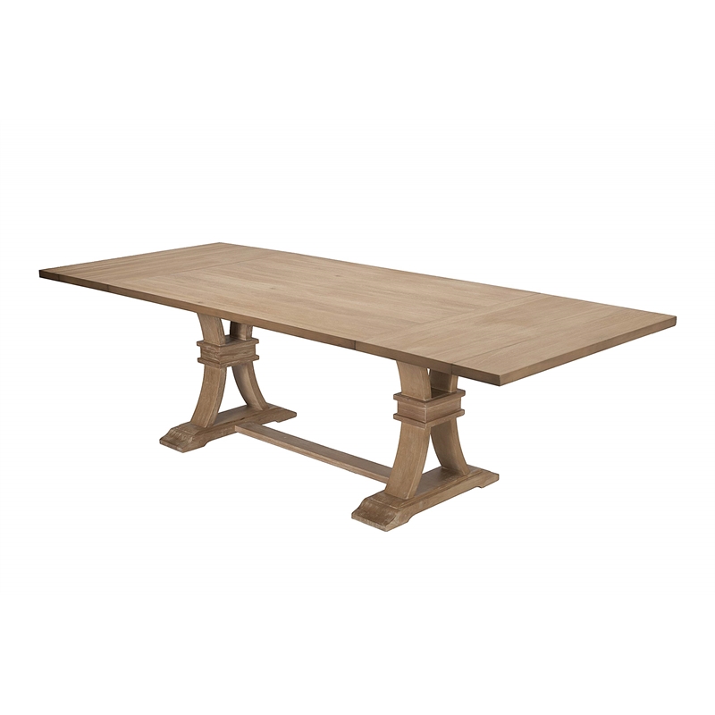 Maklaine Rustic Natural Wood Extendable Dining Table with 2 Removeable Leaves