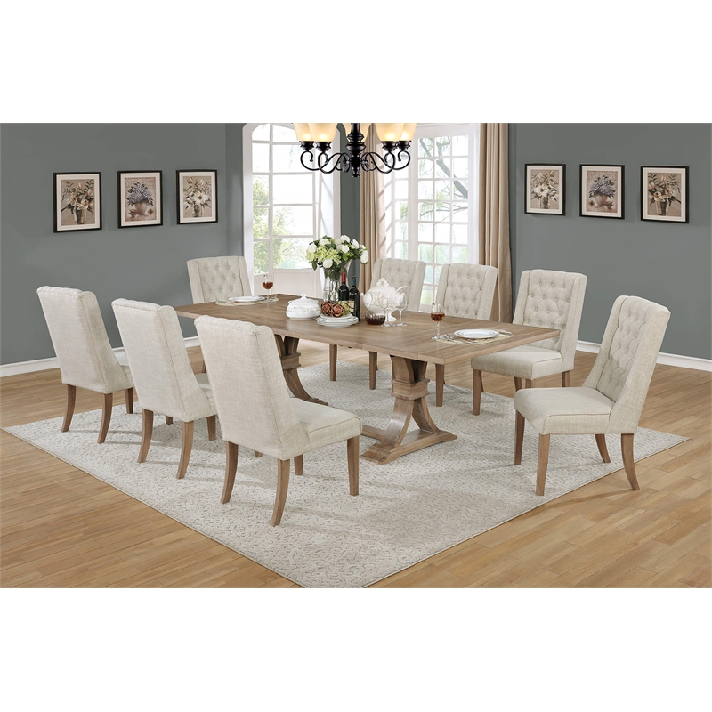 Maklaine Rustic Natural Wood Extendable Dining Table with 2 Removeable Leaves