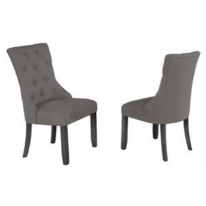 Maklaine Dark Gray Fabric Upholstered Dark Gray Wood Dining Chairs (Set of 2)