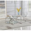 Maklaine Contemporary Steel and Glass 2-In-1 Nesting Cocktail Table Set in Clear