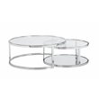 Maklaine Contemporary Steel and Glass 2-In-1 Nesting Cocktail Table Set in Clear