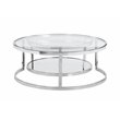 Maklaine Contemporary Steel and Glass 2-In-1 Nesting Cocktail Table Set in Clear