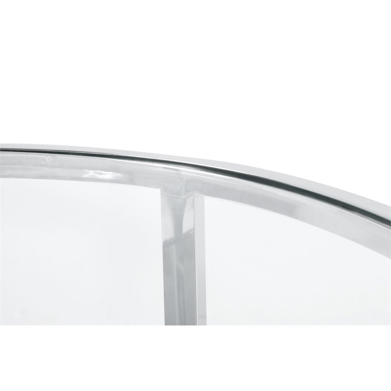Maklaine Contemporary Steel and Glass 2-In-1 Nesting Cocktail Table Set in Clear
