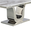 Maklaine Silver Stainless Steel 9Pc Dining Set with Marble Table and Navy Chairs