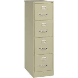 Maklaine 25&quotD Metal 4 Drawer Letter Width Vertical Filing Cabinet Putty/Beige