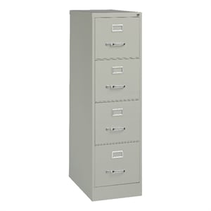 Maklaine 25&quot Deep Metal 4 Drawer Letter Width Vertical Filing Cabinet Light Gray