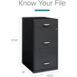 Maklaine Contemporary 3 Drawer Metal Filing Cabinet in Charcoal