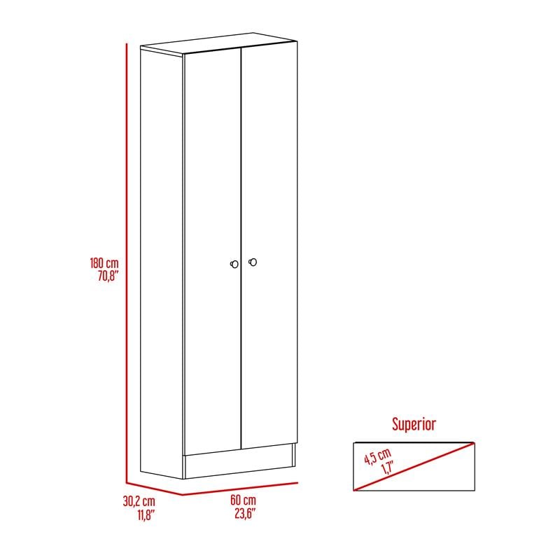 Maklaine Multi Storage Pantry Cabinet in White - Material Engineered Wood