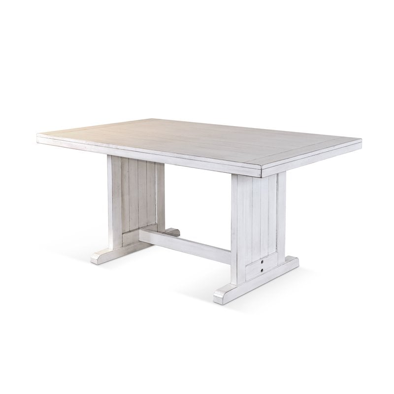 Maklaine Farmhouse Wood Breakfast Nook Set in Marble White Finish