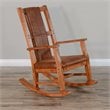 Maklaine Farmhouse Mindi Wood Rocking Chair in Rustic Oak Finish