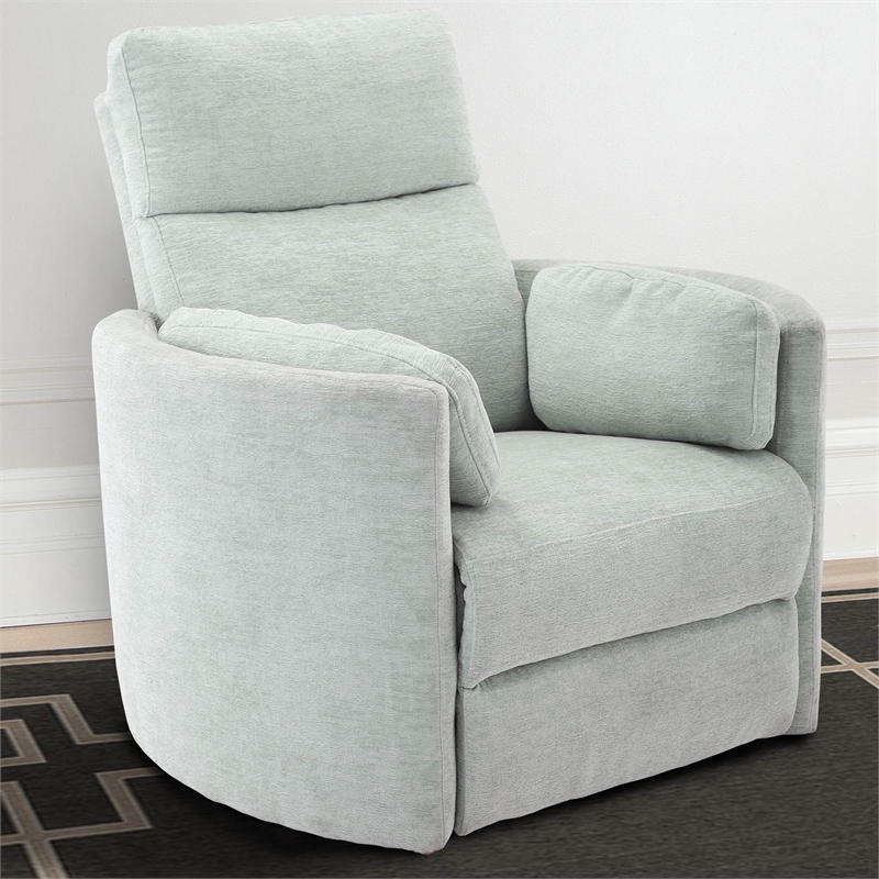 Maklaine Polyester Power Swivel Glider Recliner in Windstream Green