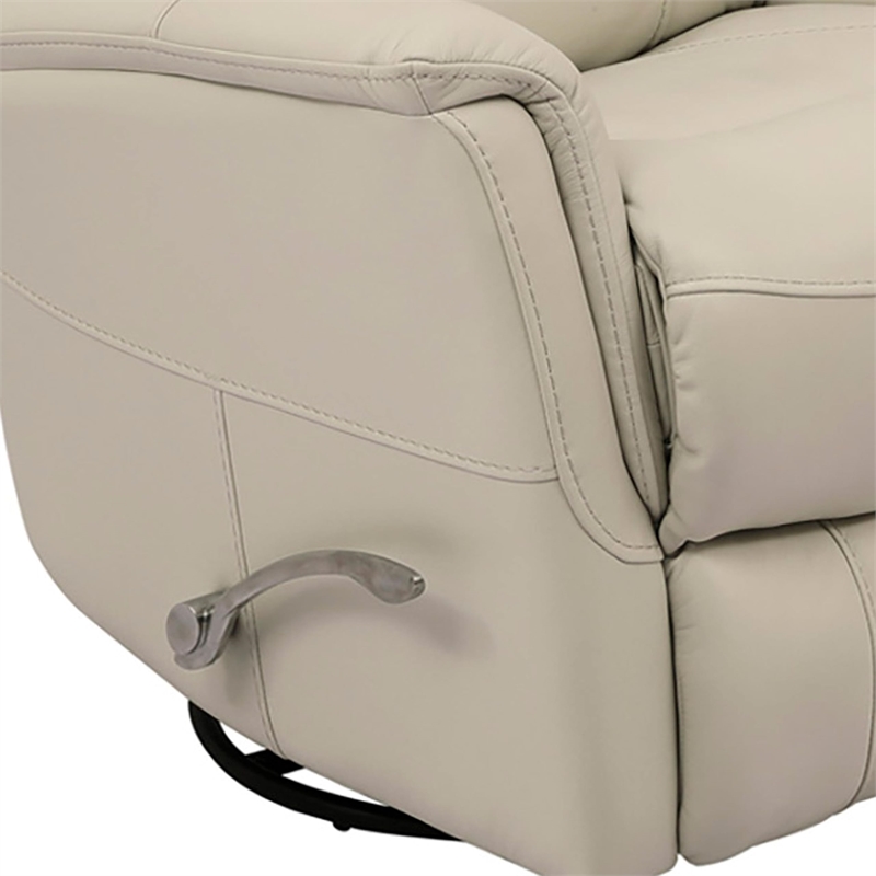 Maklaine Leather Manual Swivel Glider Recliner in Ivory Finish