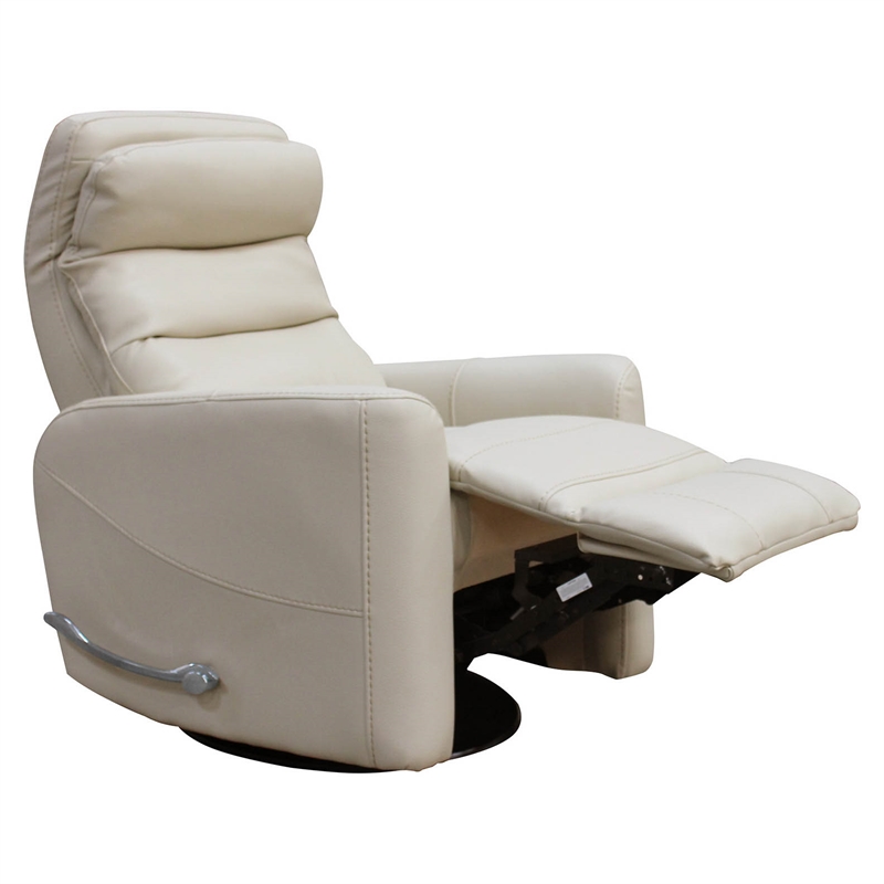 Maklaine Polyester/PU Manual Swivel Glider Recliner in Oyster