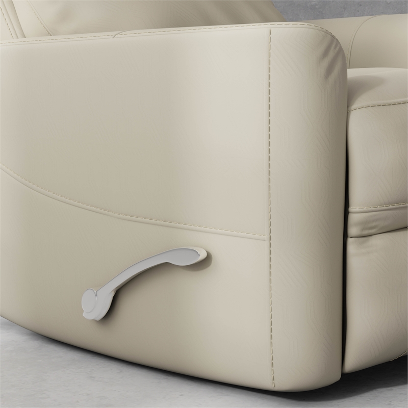 Maklaine Polyester/PU Manual Swivel Glider Recliner in Oyster