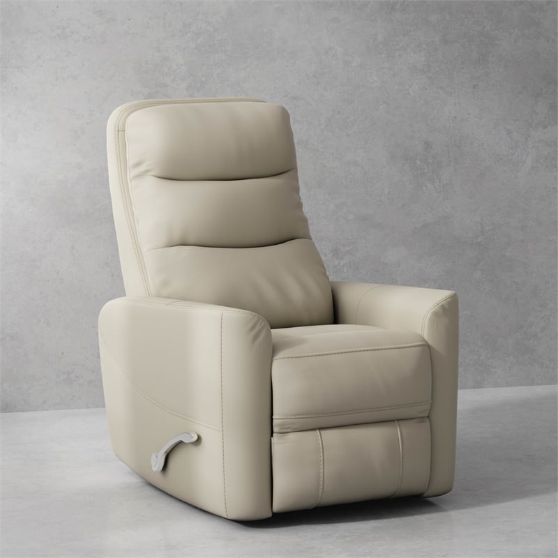 Maklaine Polyester/PU Manual Swivel Glider Recliner in Oyster
