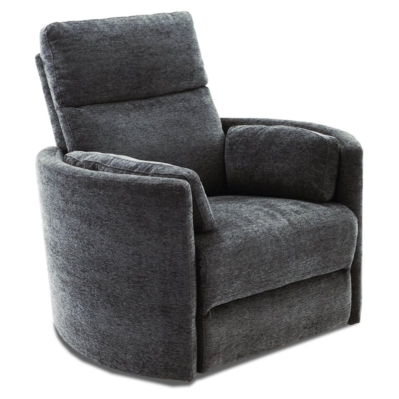 Maklaine Polyester Fabric Power Swivel Glider Recliner in Black