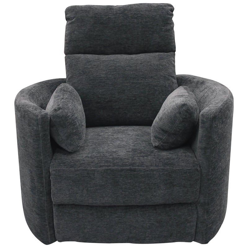 Maklaine Polyester Fabric Power Swivel Glider Recliner in Black