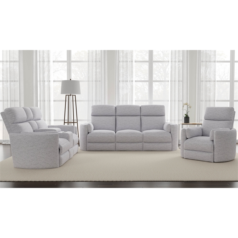 Maklaine Polyester Power Swivel Glider Recliner in Mineral White