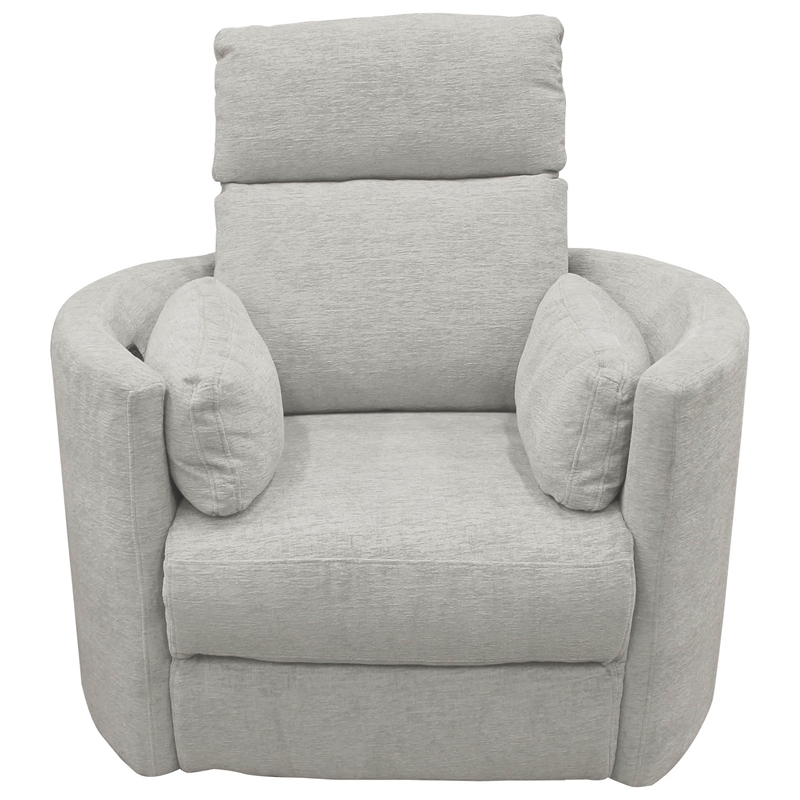 Maklaine Polyester Power Swivel Glider Recliner in Mineral White
