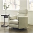 Maklaine Leather Power Cordless Swivel Glider Recliner in Ivory