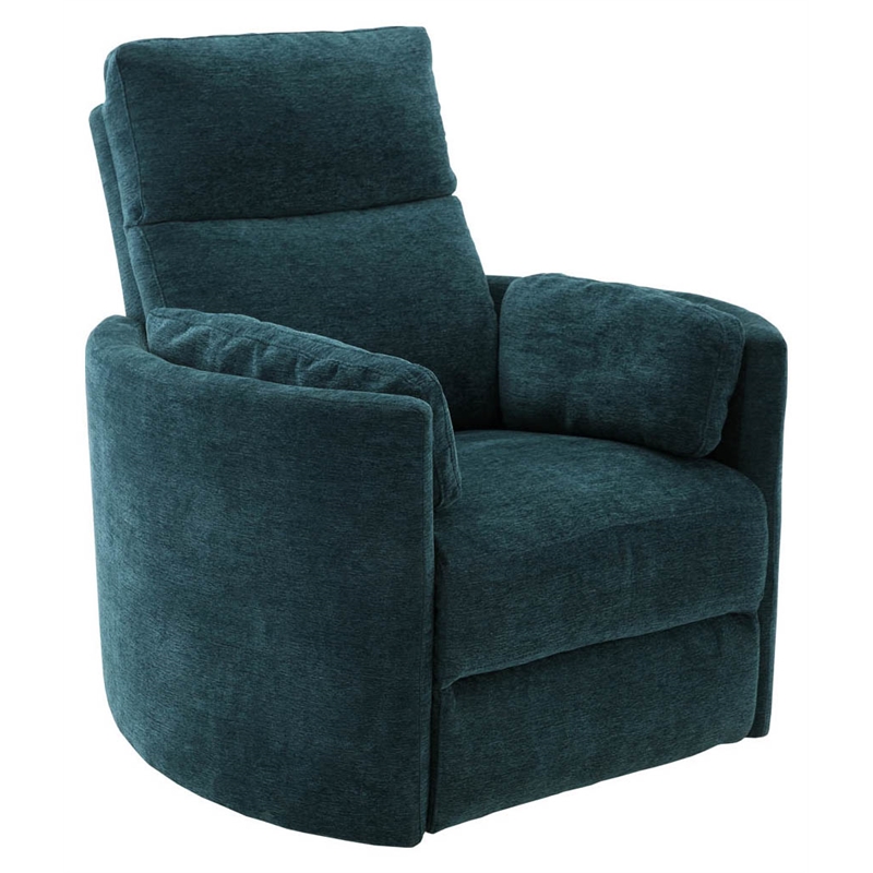 Maklaine Polyester Power Swivel Glider Recliner in Peacock Blue