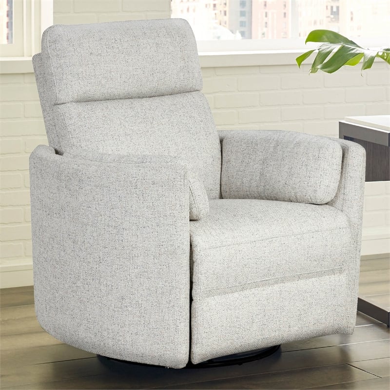 Maklaine Fabric Power Swivel Glider Recliner in NaturalQuartz Finish