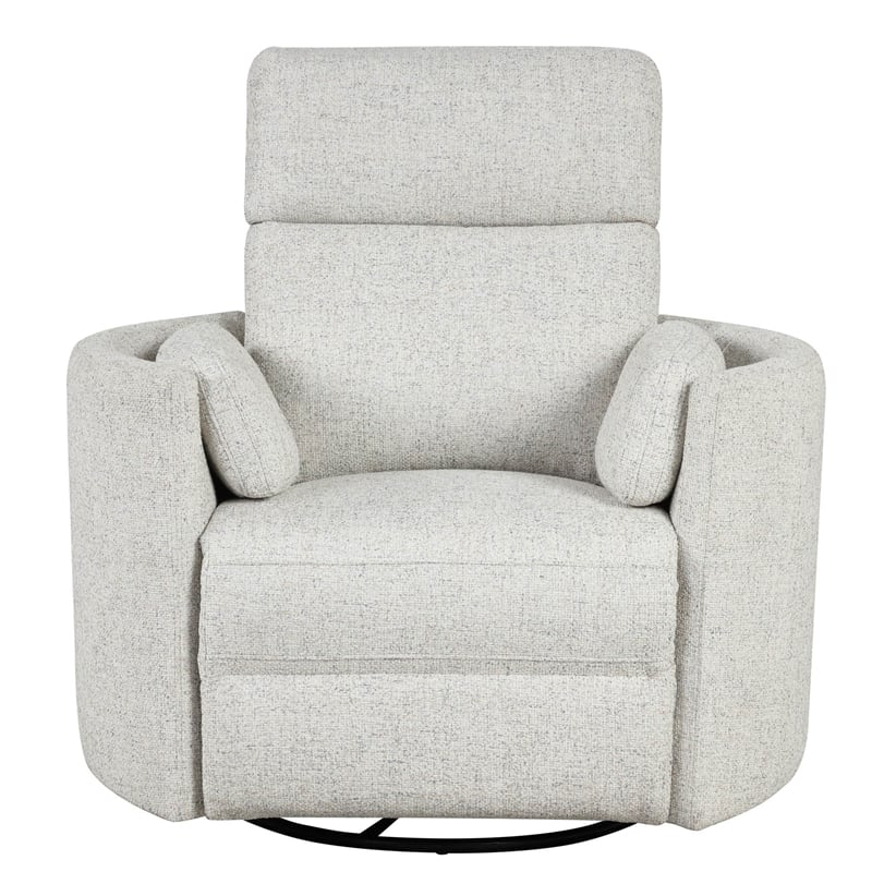 Maklaine Fabric Power Swivel Glider Recliner in NaturalQuartz Finish