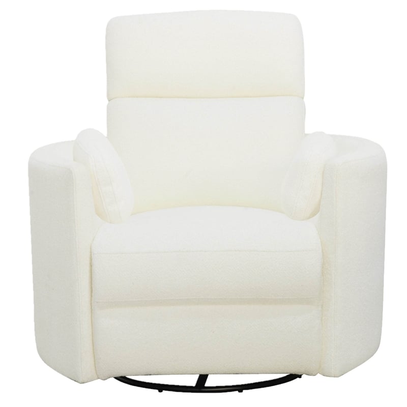 Maklaine Fabric Power Swivel Glider Recliner in Revel Oyster/White