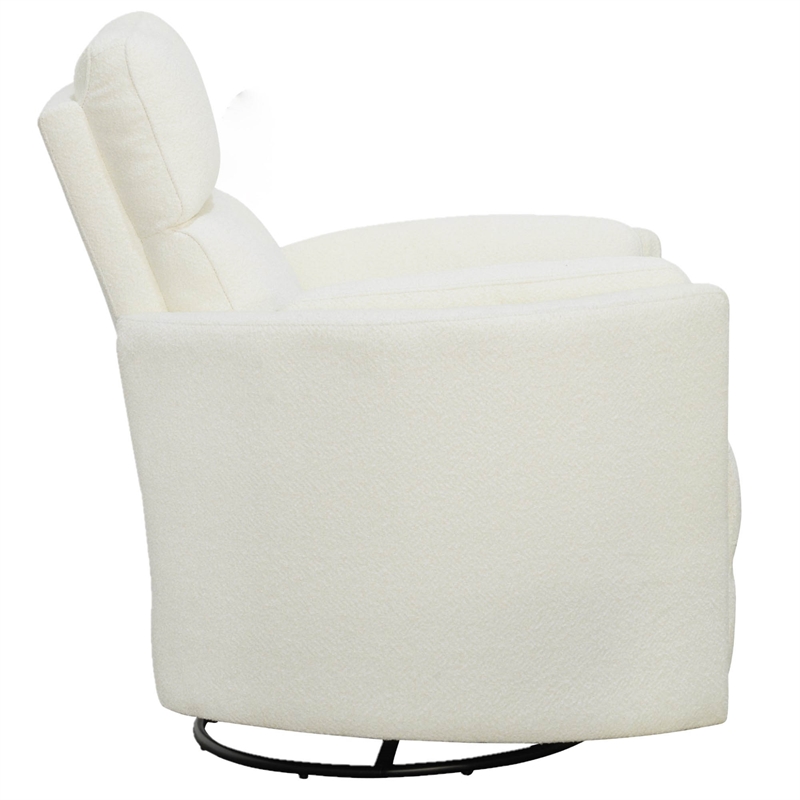 Maklaine Fabric Power Swivel Glider Recliner in Revel Oyster/White