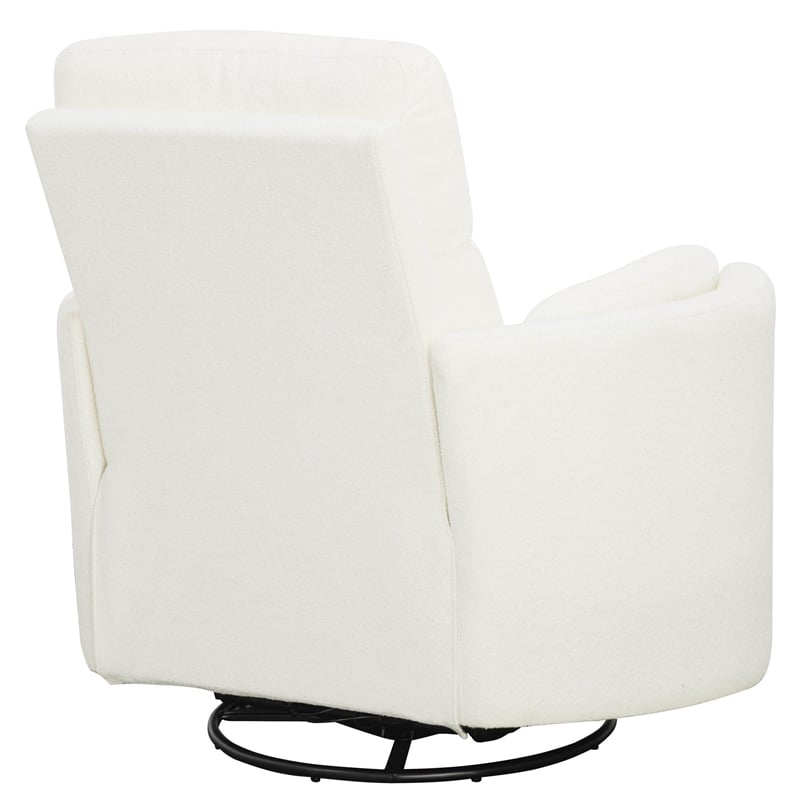 Maklaine Fabric Power Swivel Glider Recliner in Revel Oyster/White