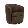 Maklaine Vintage Brown All Italian Leather Swivel Club Chair