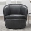 Maklaine Vintage Slate All Italian Leather Swivel Club Chair