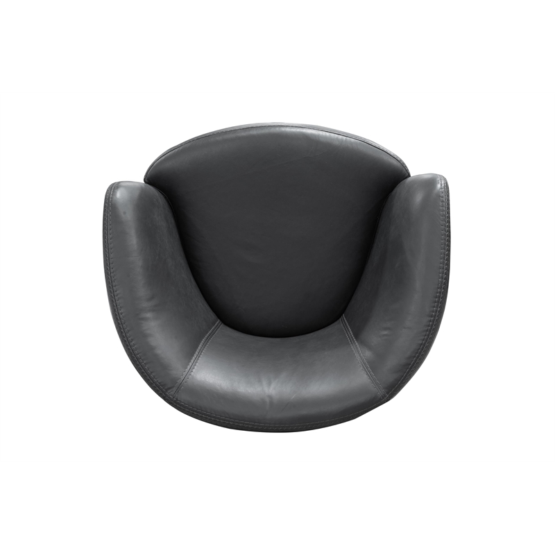 Maklaine Vintage Slate All Italian Leather Swivel Club Chair