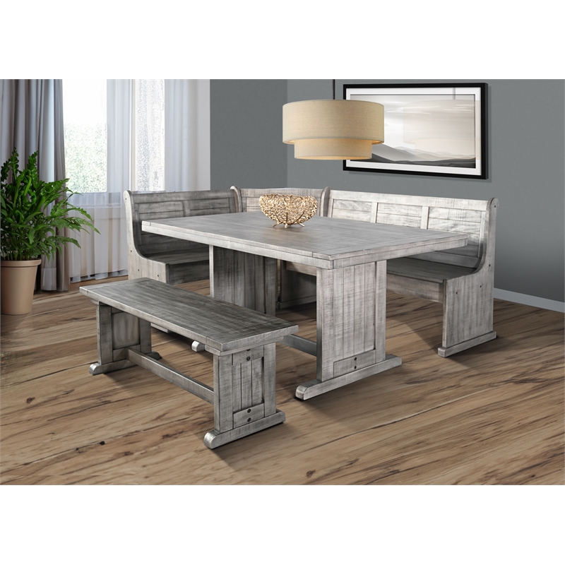 Maklaine Traditional Alpine Gray Wood Breakfast Nook Dining Set