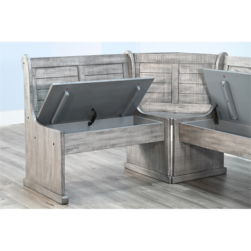 Maklaine Traditional Alpine Gray Wood Breakfast Nook Dining Set