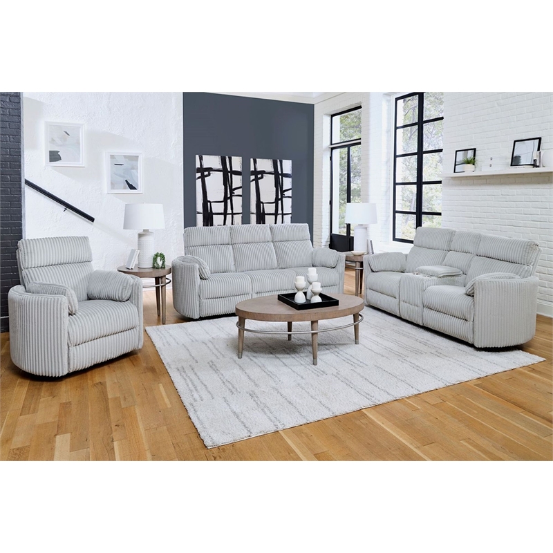 Maklaine Modern Fabric Swivel Glider Recliner in Gray Finish