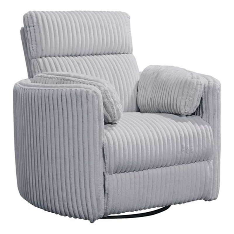 Maklaine Modern Fabric Swivel Glider Recliner in Gray Finish