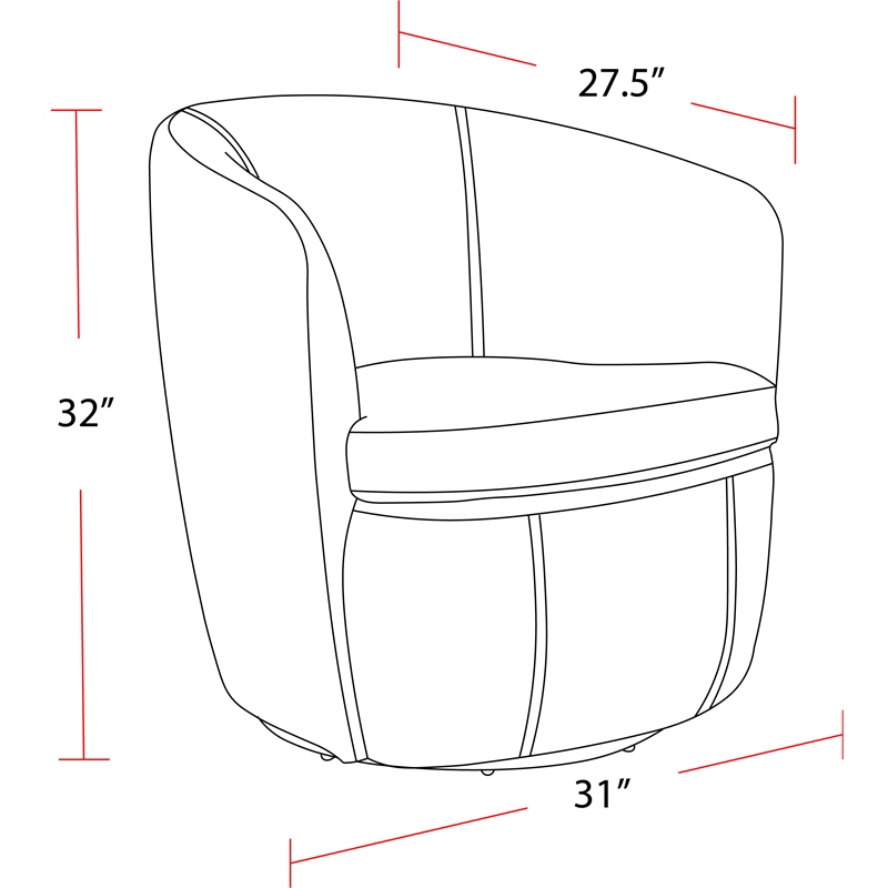 Maklaine Vintage Whiskey All Italian Leather Swivel Club Chair