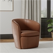 Maklaine Vintage Whiskey All Italian Leather Swivel Club Chair
