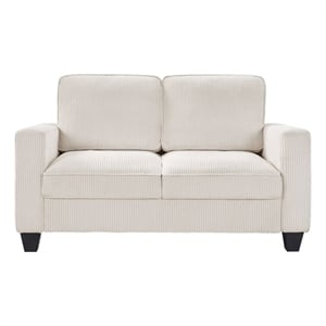 Maklaine 57&quotW Corduroy Loveseat Sofa with USB and Side Pockets in Beige
