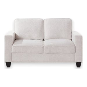 Maklaine 57&quotW Boucle Loveseat Sofa with USB and Side Pockets in Beige