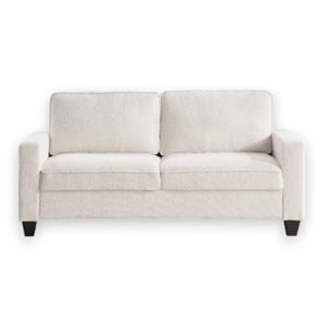 Maklaine 72.5&quotW Boucle Sofa with USB and Side Pockets in Beige