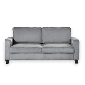 Maklaine 72.5&quotW Corduroy Sofa with USB and Side Pockets in Gray