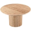 Maklaine Contemporary Natural Beige Travertine Stone Dining Table