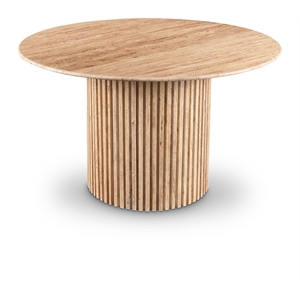 Maklaine Contemporary Natural Beige Travertine Stone Dining Table